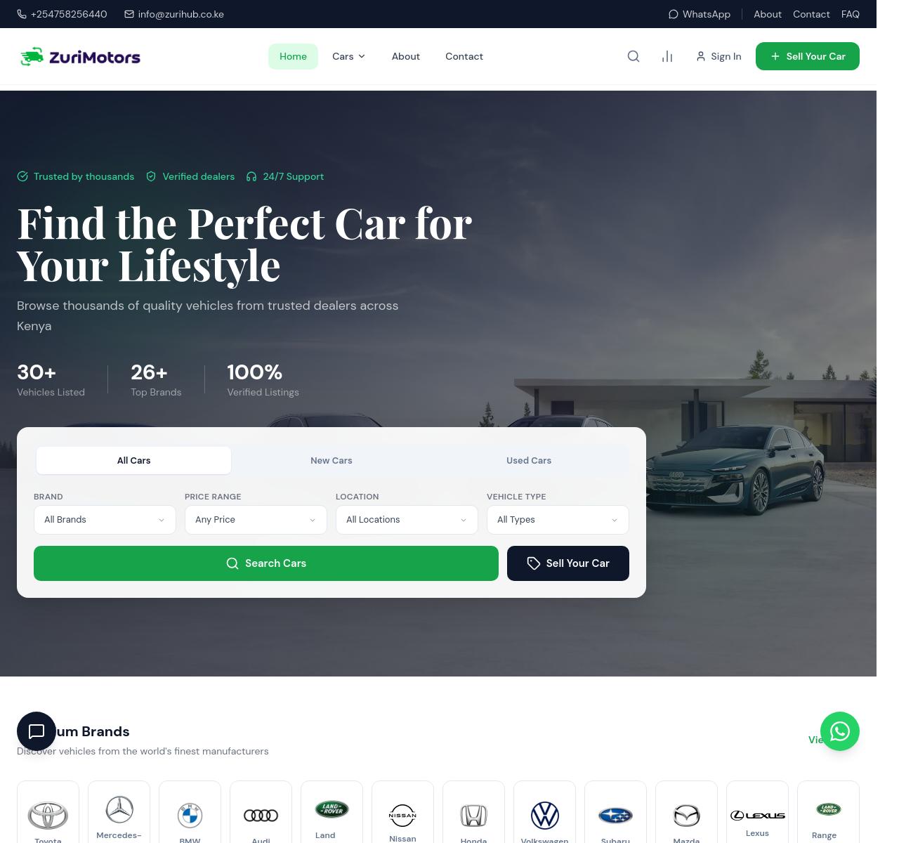Zuri Motor car listing and vendor sales marketplace platform